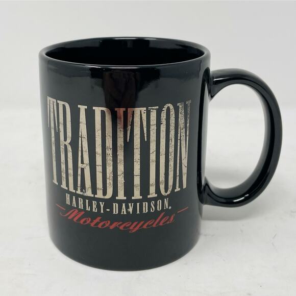Harley Davidson Black Coffee Mug TRADITION Silver Red 2000 - Picture 1 of 7